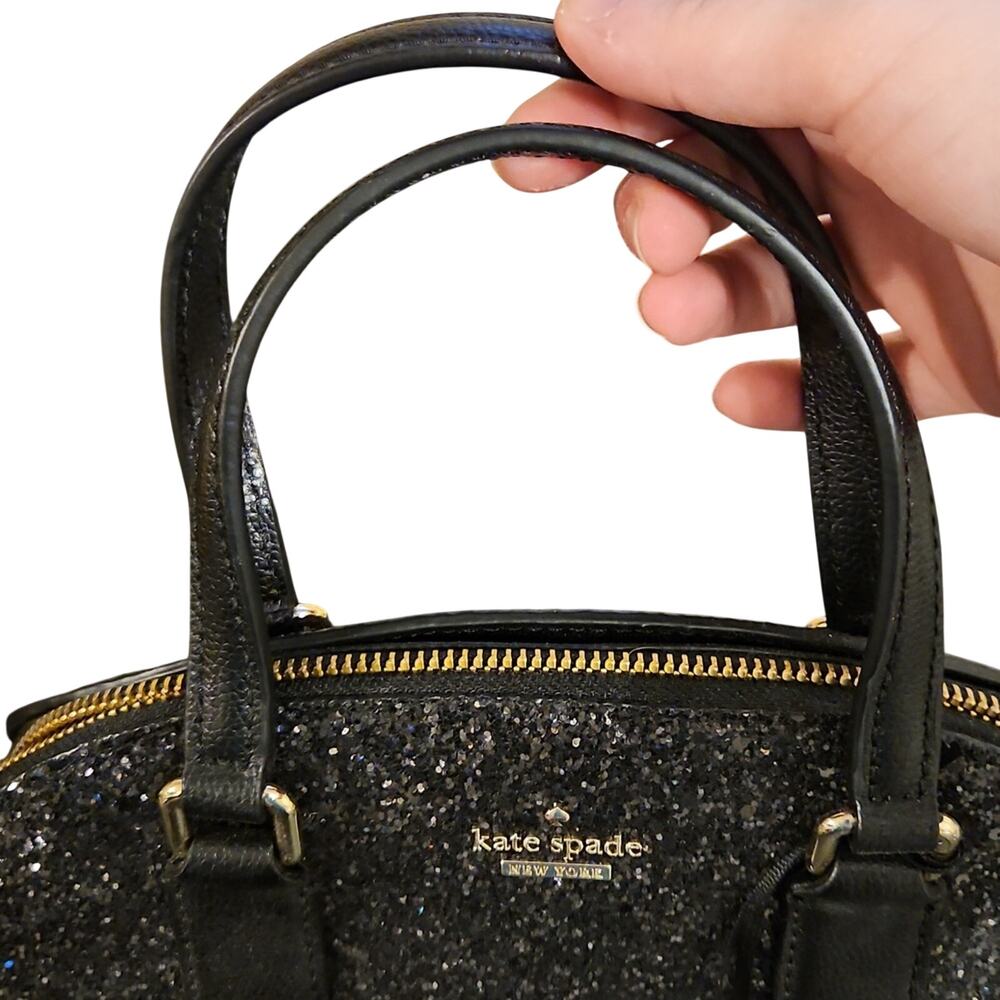 NWT Kate Spade Black  Mini Reiley Laurel Way  Glitter Purse. - Picture 5 of 9